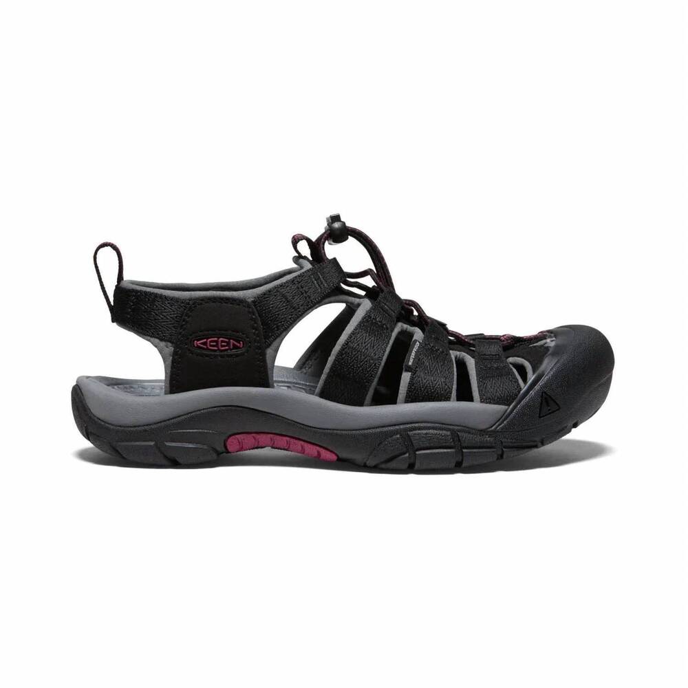 NEW KEEN women's newport h2 sandal in black/raspberry wine